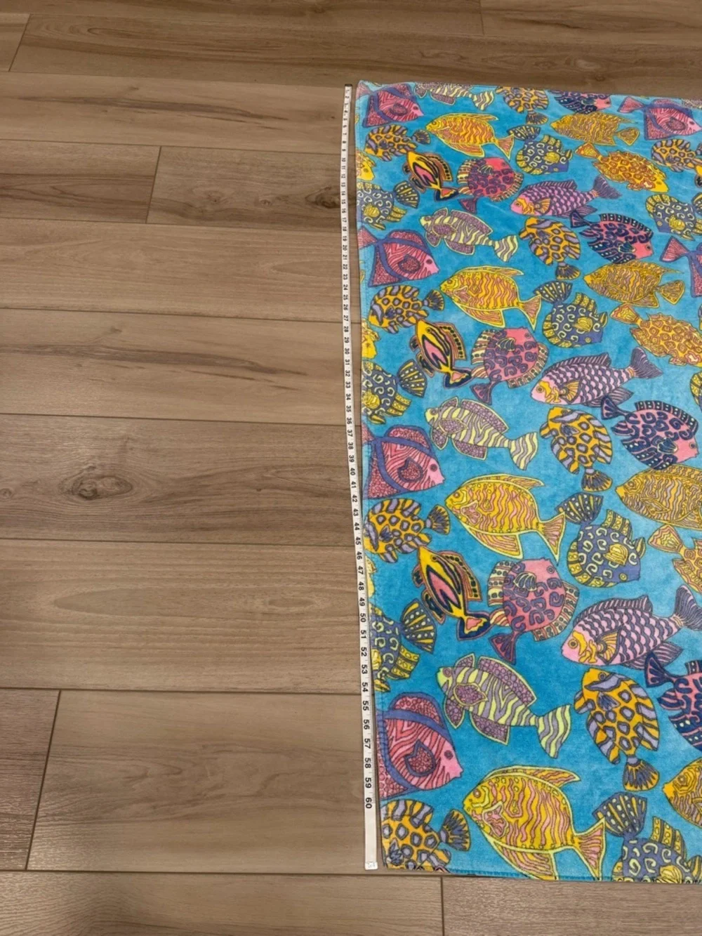 Vintage Terrisol Beach Towel Blanket LARGE 65”x54” Fish Pattern 100% Cotton
